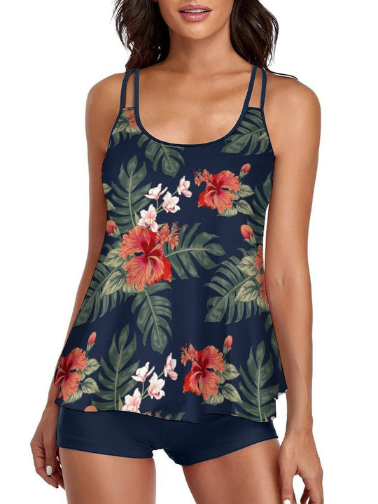 Damen Tankini mit floralen Mustern und verstellbaren Trägern EB
