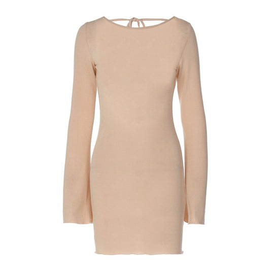Damen langärmliges Mini-Kleid mit elegantem Schnitt EB