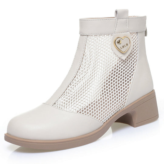 Damen Trendige Stiefeletten mit raffiniertem Netzdesign und flexiblem Blockabsatz EB