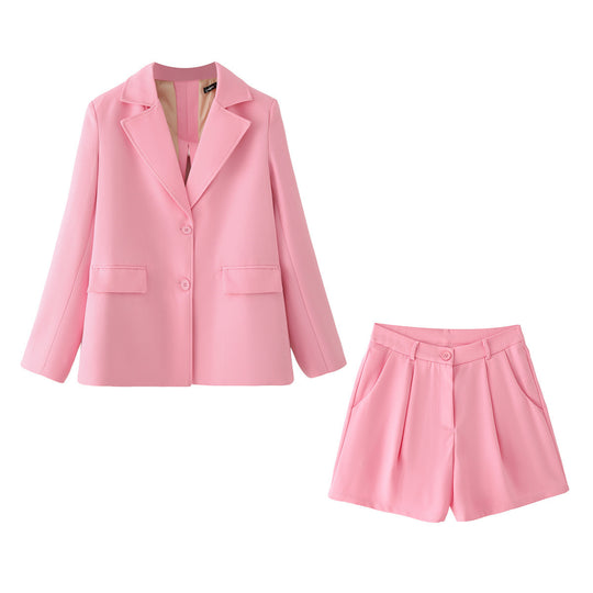 Damen Blazer-Short-Set mit eleganter Schnittführung und praktischen Taschen EB