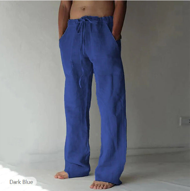 Herren nan Leinenhose mit weitem Schnitt Kordelzug und Seitentaschen EB