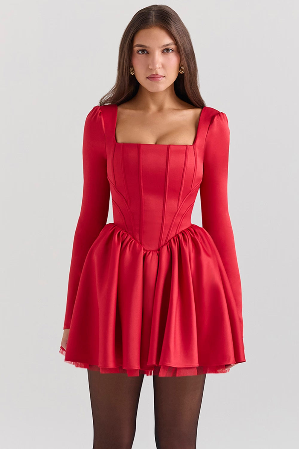 Damen Partykleid mit strukturiertem Oberteil und schwingendem Rock EB