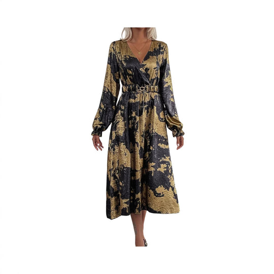 Damen Wickelkleid mit Glanz- und Mustereffekt EB