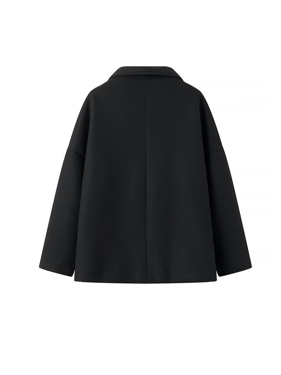 Damen modische Oversized-Jacke mit doppelter Knopfleiste und weitem Schnitt EB