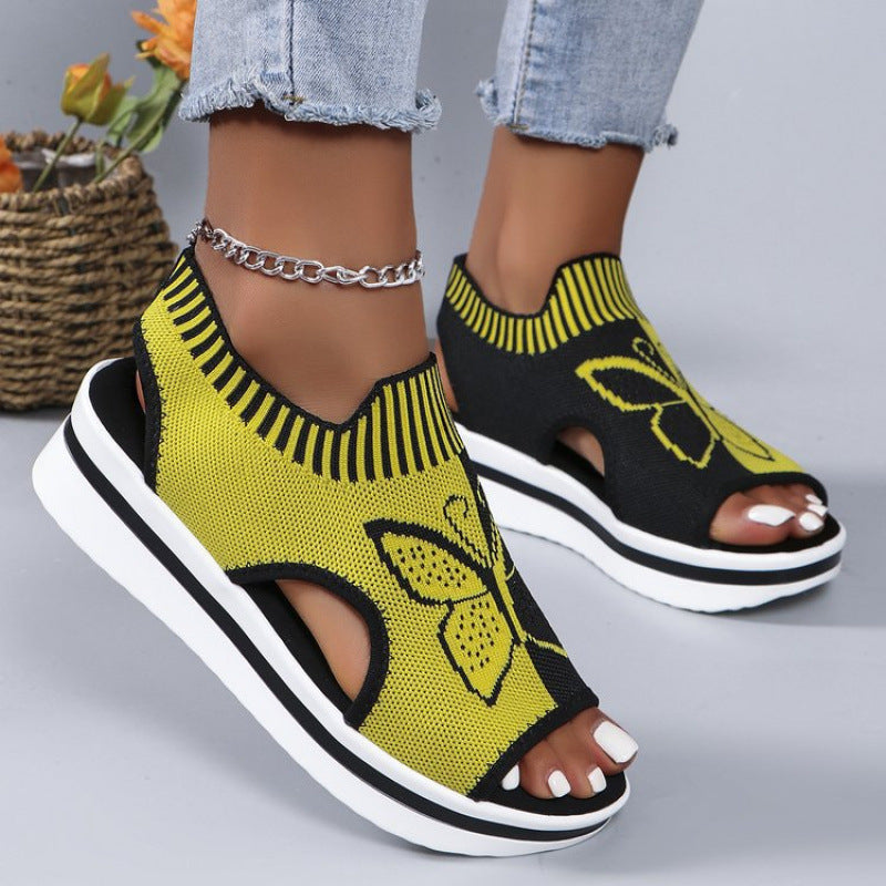 Damen bequeme Freizeit-Sandalen mit atmungsaktivem Netzdesign und floralem Akzent EB