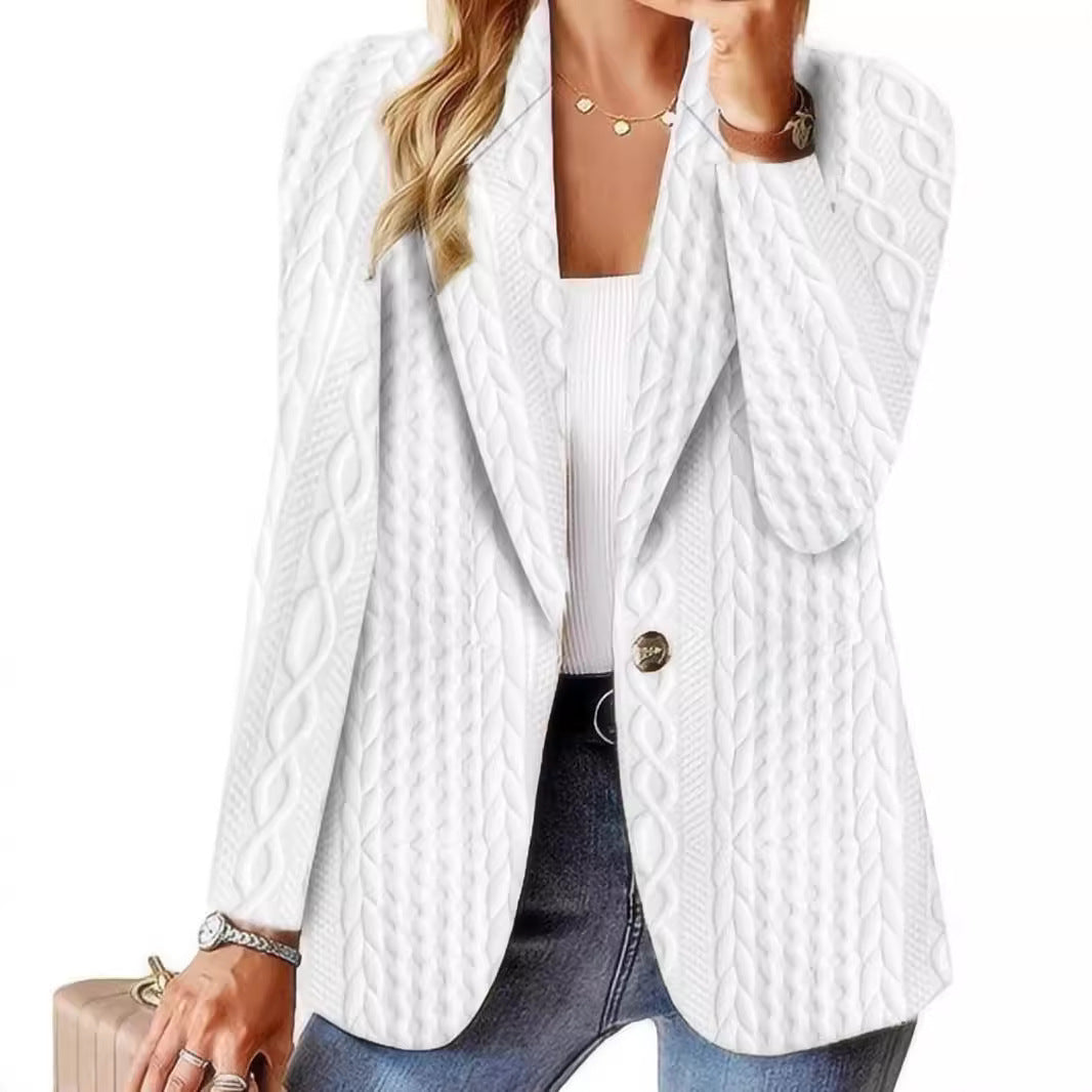 Damen Elegante Strickblazerjacke mit Kabelmuster EB