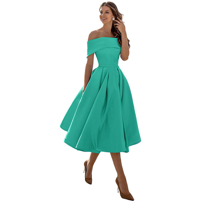 EB | Legere Mode Satin Cocktailkleid Ohne Träger