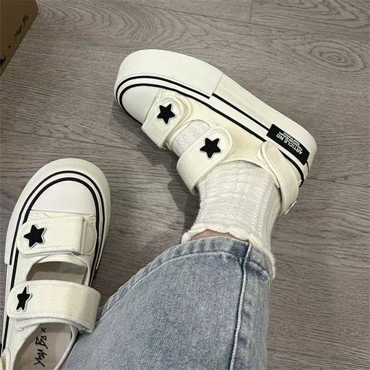 Damen Sneaker mit doppeltem Klettverschluss und verspielter Sternapplikation EB