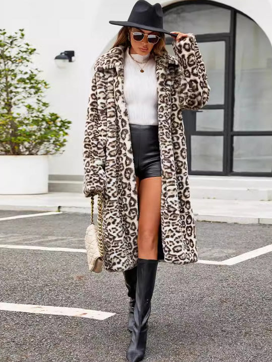Damen Elegante und stilvolle Kunstpelzmantel EB