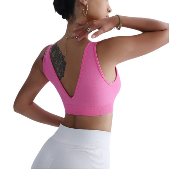 Damen Sport-Bustier mit tiefem V-Ausschnitt und dekorativem Ring EB
