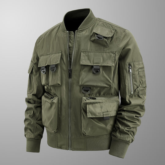 Herren Taktische Bomberjacke mit Multifunktionstaschen und Reißverschluss EB