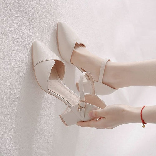 Damen elegante Halbschuhe mit modischer Schnallenverzierung und stabilen Blockabsatz EB