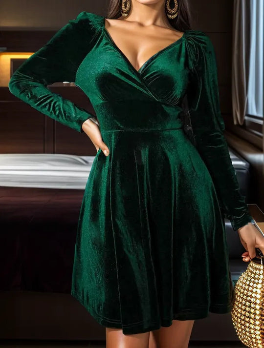 Damen Wickelkleid mit langem Arm und V-Ausschnitt EB