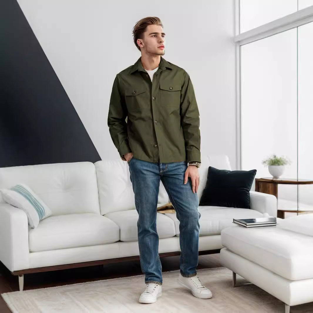 Herren lässige vielseitige Sommerjacke mit praktischen Brusttaschen und regulierbarem Bund EB