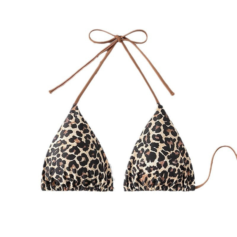 Damen Dreieck-Bikini mit Leo-Muster und verstellbaren Bindebändern EB