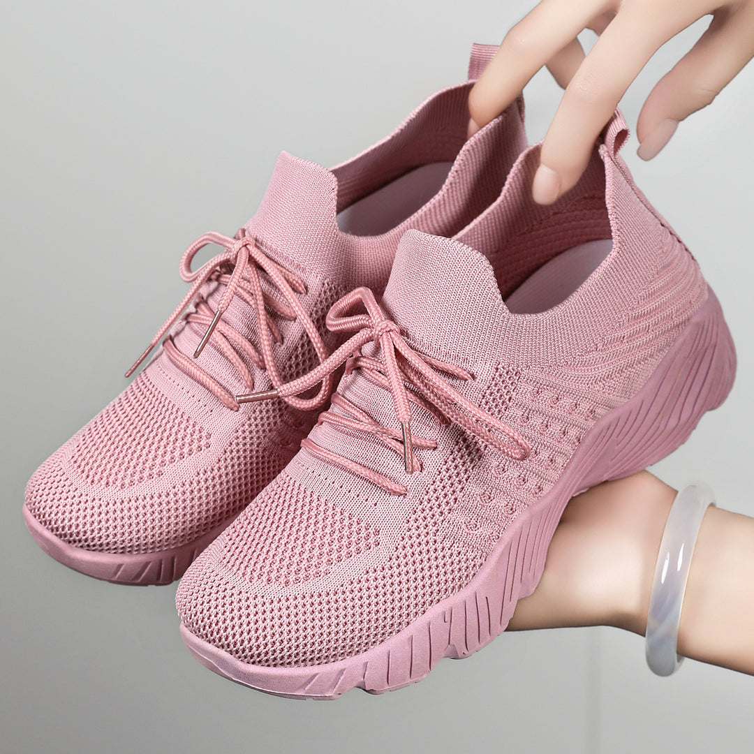 Damen atmungsaktive und flexible Fitness-Sneaker mit elastischer Schnürung EB