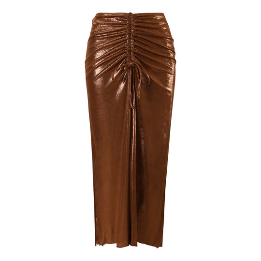 Damen Einteiler Badeanzug mit stilvollen Drapierungen und Perlendetails EB