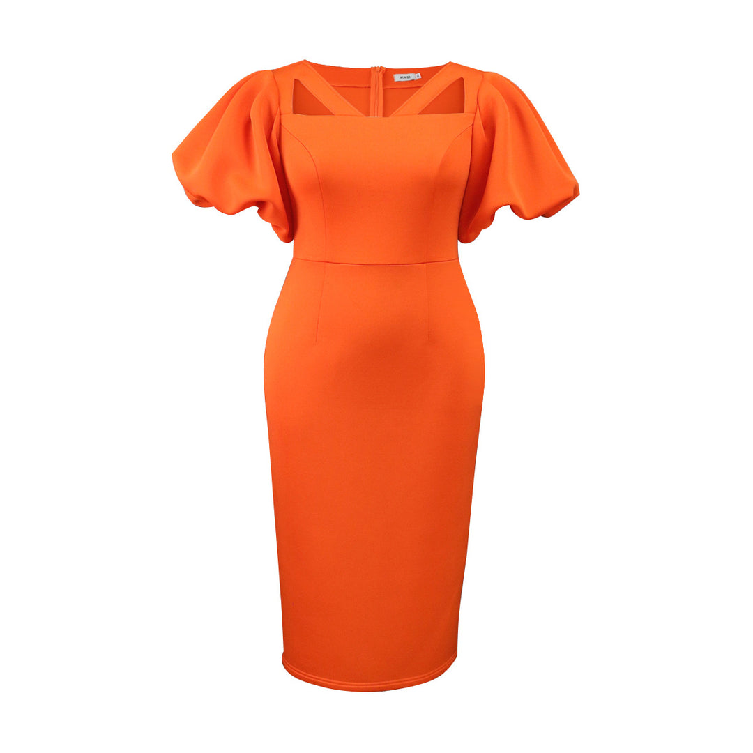 Damen figurbetontes Kleid mit innovativen Puffärmeln und aufregendem Schnitt EB