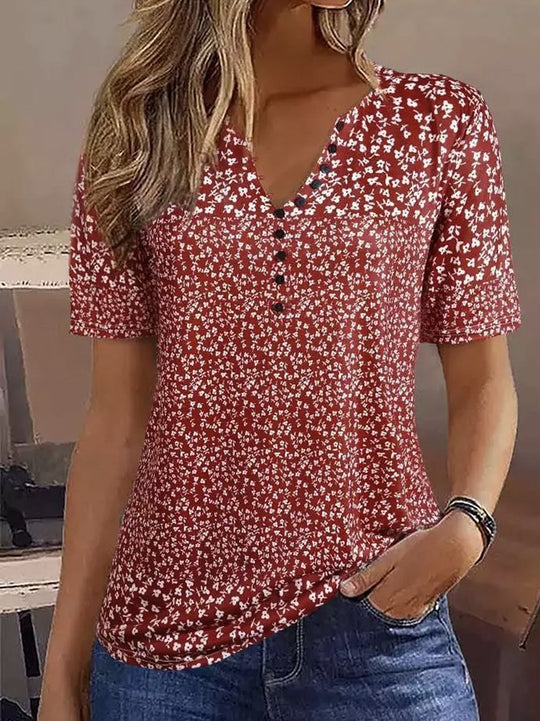 Damen Kurzarmbluse mit floralem Muster EB