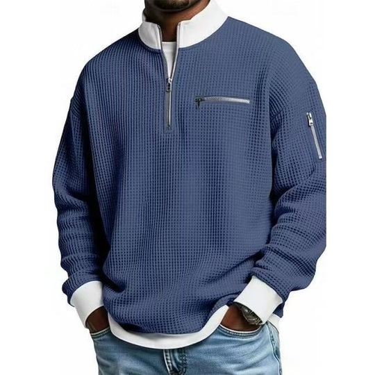 Herren Sweatshirt mit hohem Kragen und praktischem Reißverschluss EB