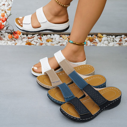 Damen Bequeme Schlappen mit verstellbaren Riemen und atmungsaktivem Obermaterial EB