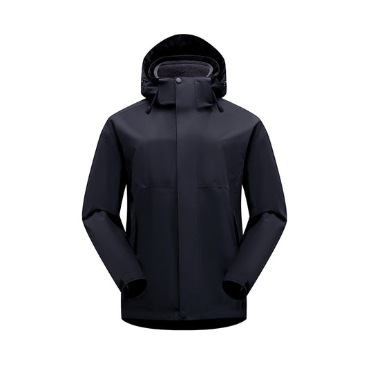 Herren matte wasserdichte Urban Outdoorjacke mit getapten Nähten, abnehmbarer Kapuze und Fleecekragen EB