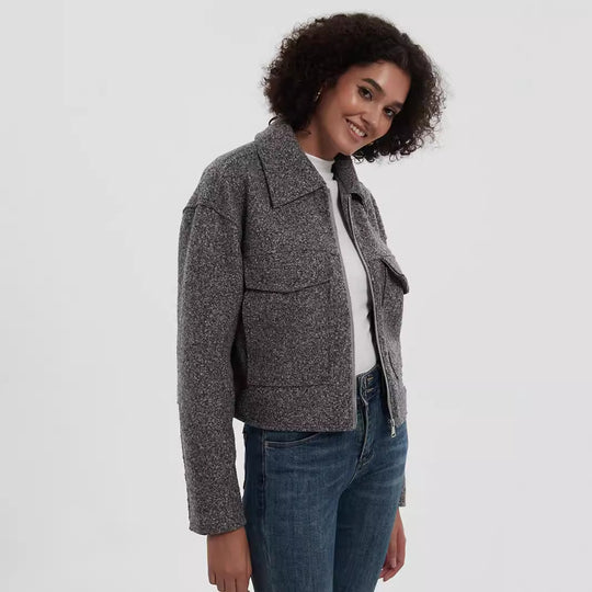 Damen cropped Utility-Jacke mit doppelten Brusttaschen EB