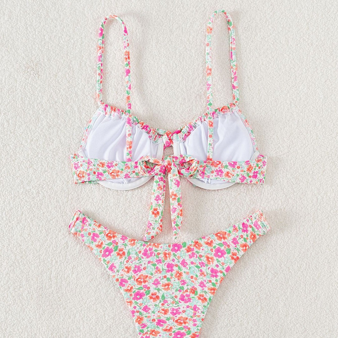 Damen Bikiniset mit modernem Blumenmuster und verstellbaren Trägern EB