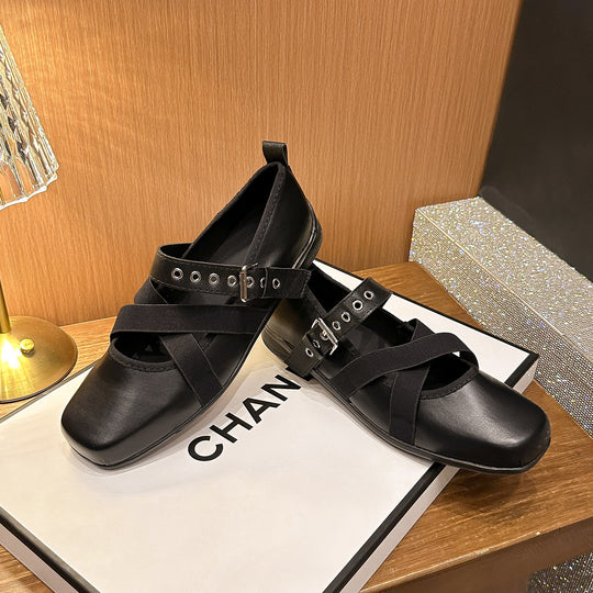 Damen Komfortable Ballerinas mit verstellbarem Riemendesign EB