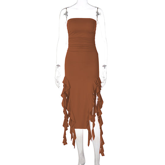 Damen Wickelkleid mit Rüschen und figurformendem Schnitt EB