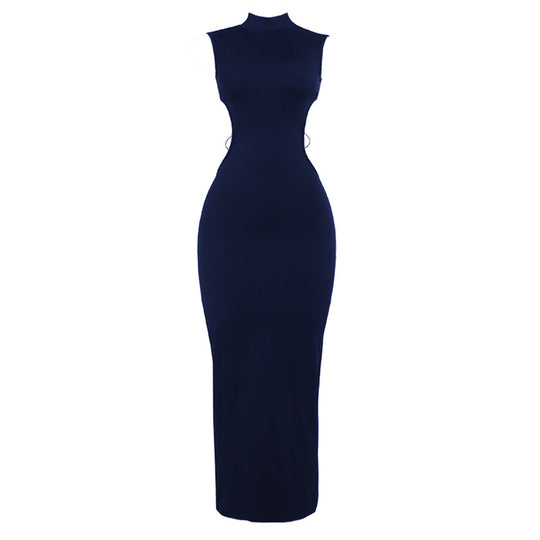 Damen Figurbetontes Maxikleid mit hohem Kragen und seitlichen Cut-Outs EB