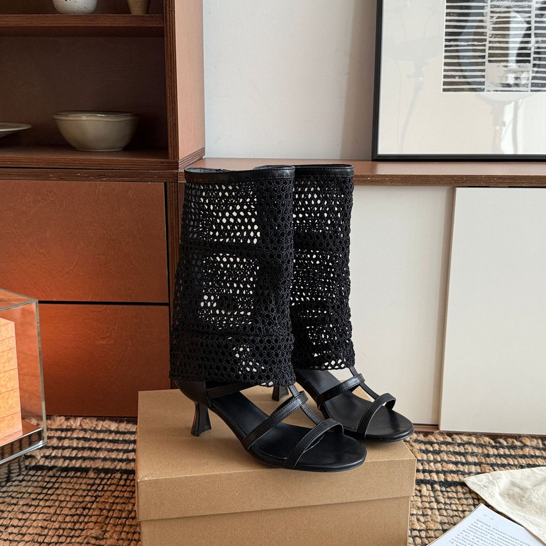 Damen Elegante und atmungsaktive Sandaletten mit Häkel-Design EB