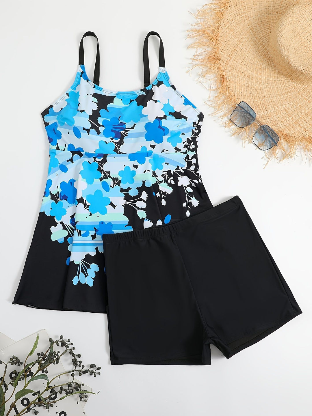 Damen einteiliger Badeanzug mit floralem Design EB
