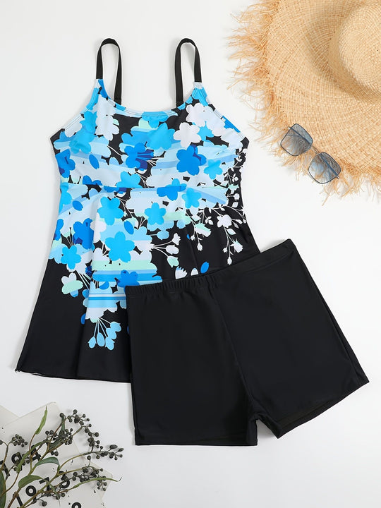 Damen einteiliger Badeanzug mit floralem Design EB