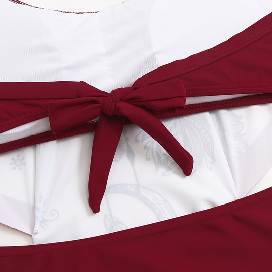 Damen Hochgeschnittener Badeanzug mit künstlerischem Print EB