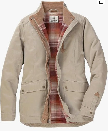 Damen lässige Utility-Jacke mit Karo-Innenfutter EB