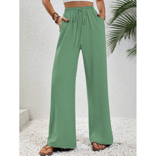 Damen luftige Paltz-Hose mit elastischem Bund und praktischen Taschen EB