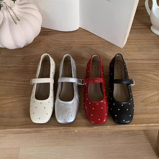Damen Elegante Ballerinas mit dekorativen Strasssteinen EB