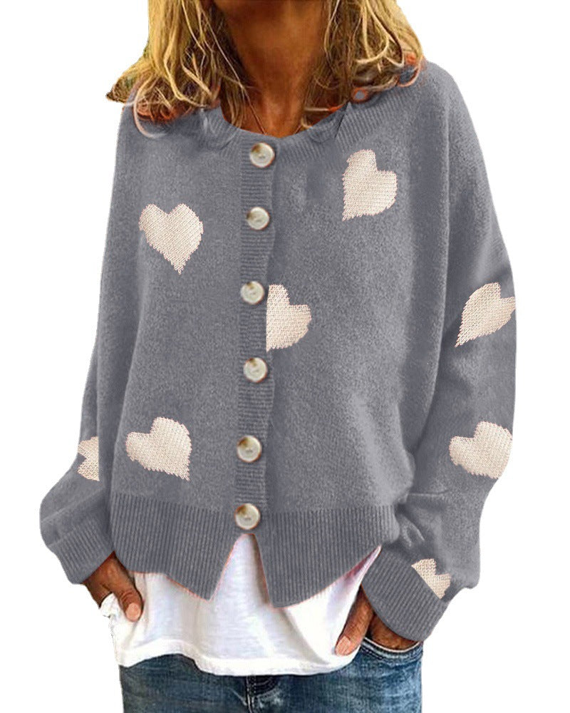 Damen Strickjacke mit Herzmotiv und modischem Schnitt EB