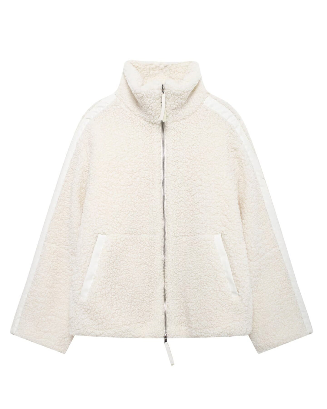 EB | Stehkragen Doppel End Reißverschluss Fleece Strickjackejacke