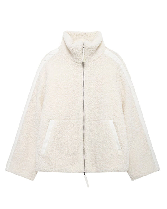 EB | Stehkragen Doppel End Reißverschluss Fleece Strickjackejacke