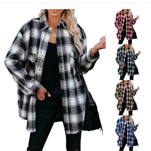 Damen Gestreifte Flanell-Bluse mit zwei Brusttaschen EB