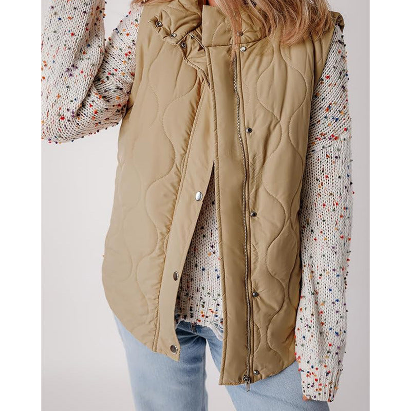 Damen Steppweste mit hohem Kragen und praktischen Taschen EB