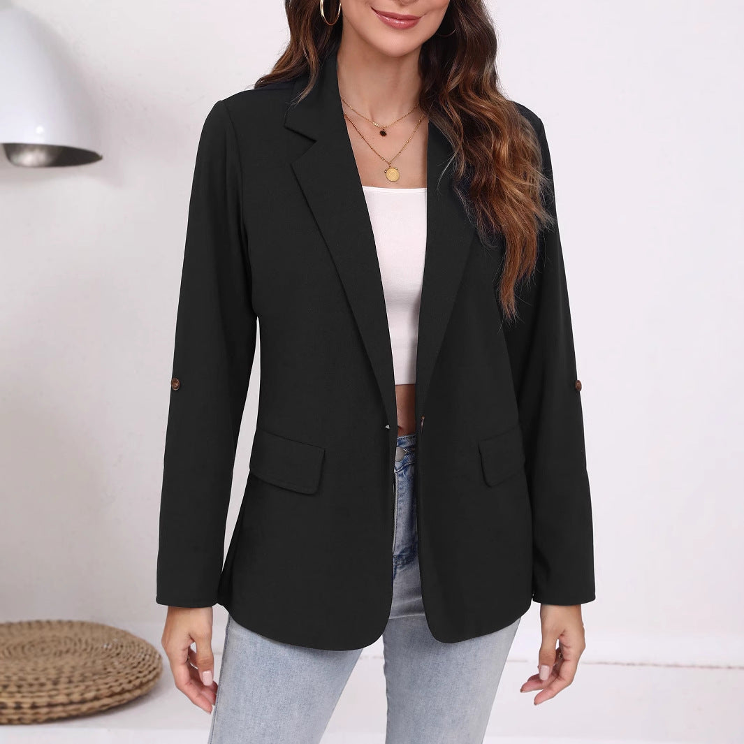 Damen Eleganter Blazer mit gestreiften Ärmeln und klassischem Schnitt EB