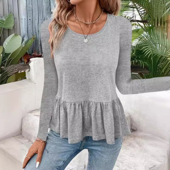 Damen Langarmshirt mit voluminösem Peplumschnitt EB