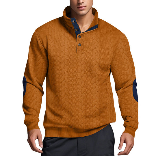 Herren Strickpullover mit hohem Kragen und strukturiertem Muster EB