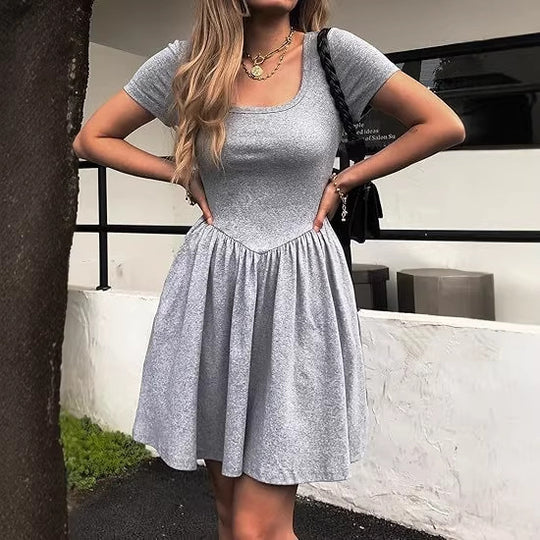 Damen Kurzarm Kleid EB
