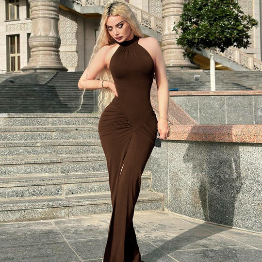 Damen Figurbetontes Maxikleid mit eleganter Drapierung EB