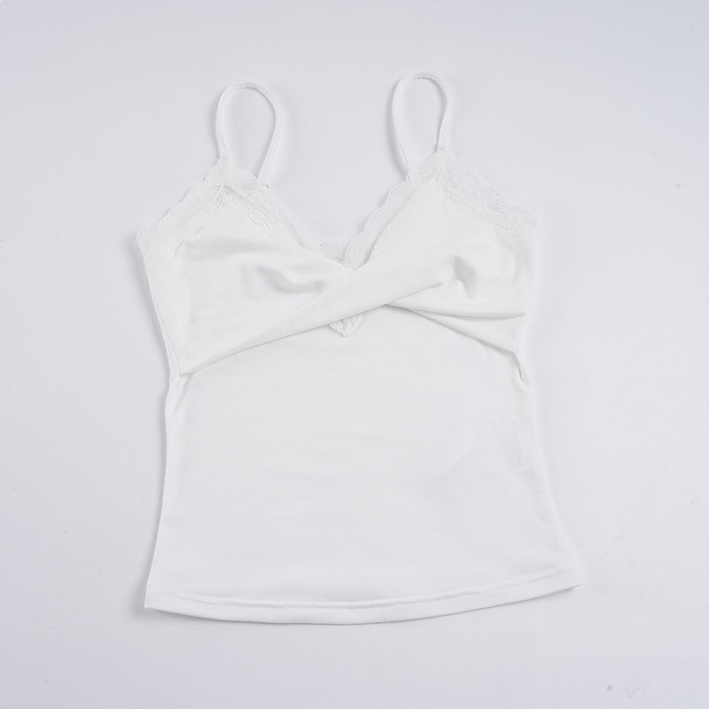 Damen Elegantes Spitzen-Cami-Top mit enganliegendem Schnitt und verstellbaren Trägern EB