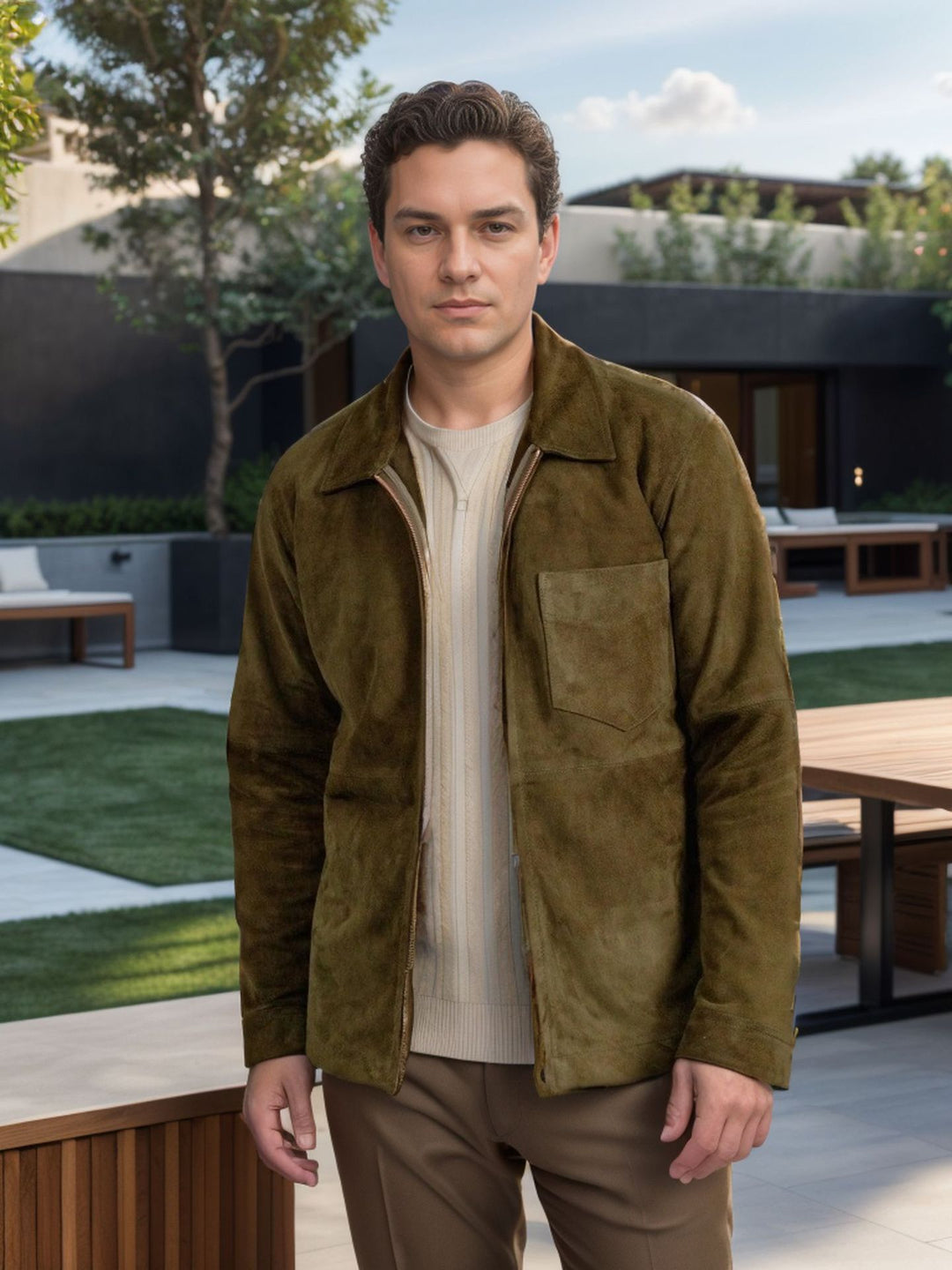 Herren Suede-Jacke im minimalistischen Design EB